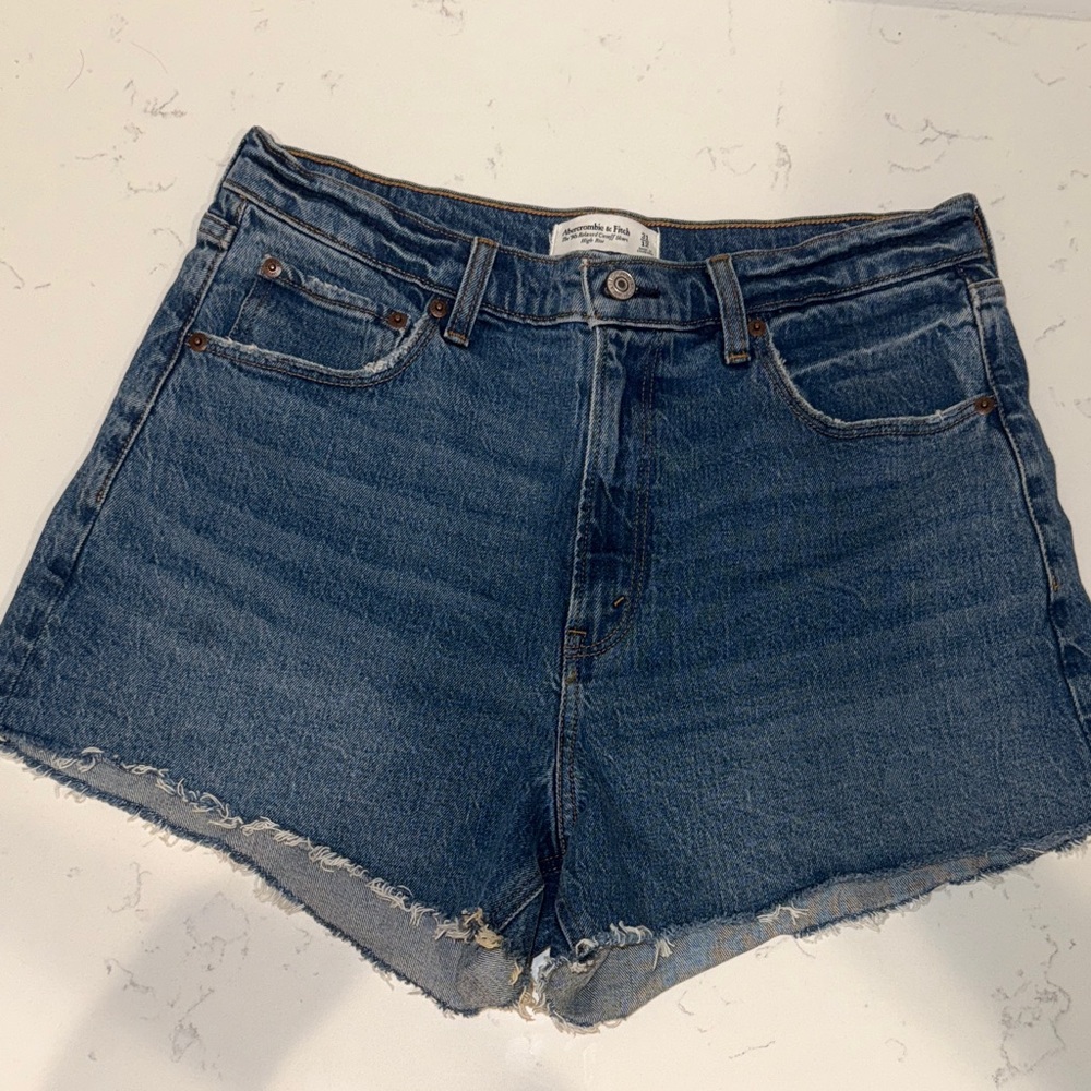 Abercrombie & Fitch Dark Blue Jean Shorts ‘90s Relaxed Cutoff Short High Rise